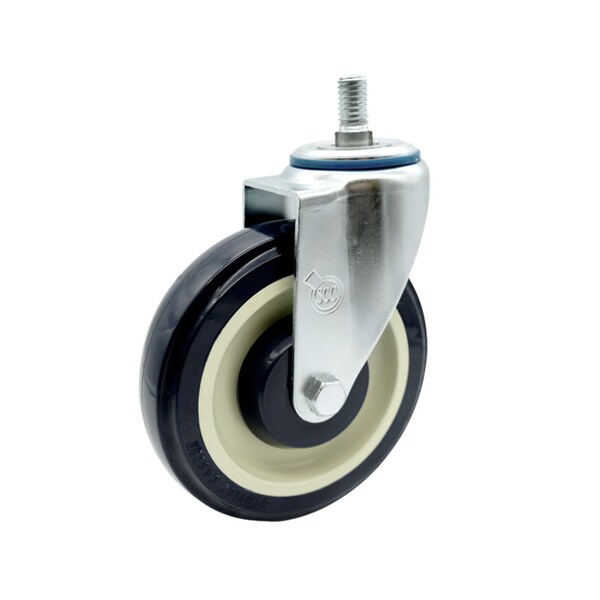 Shopping Cart Swivel Caster 5'' Polyurethane w/1/2 Threaded Stem